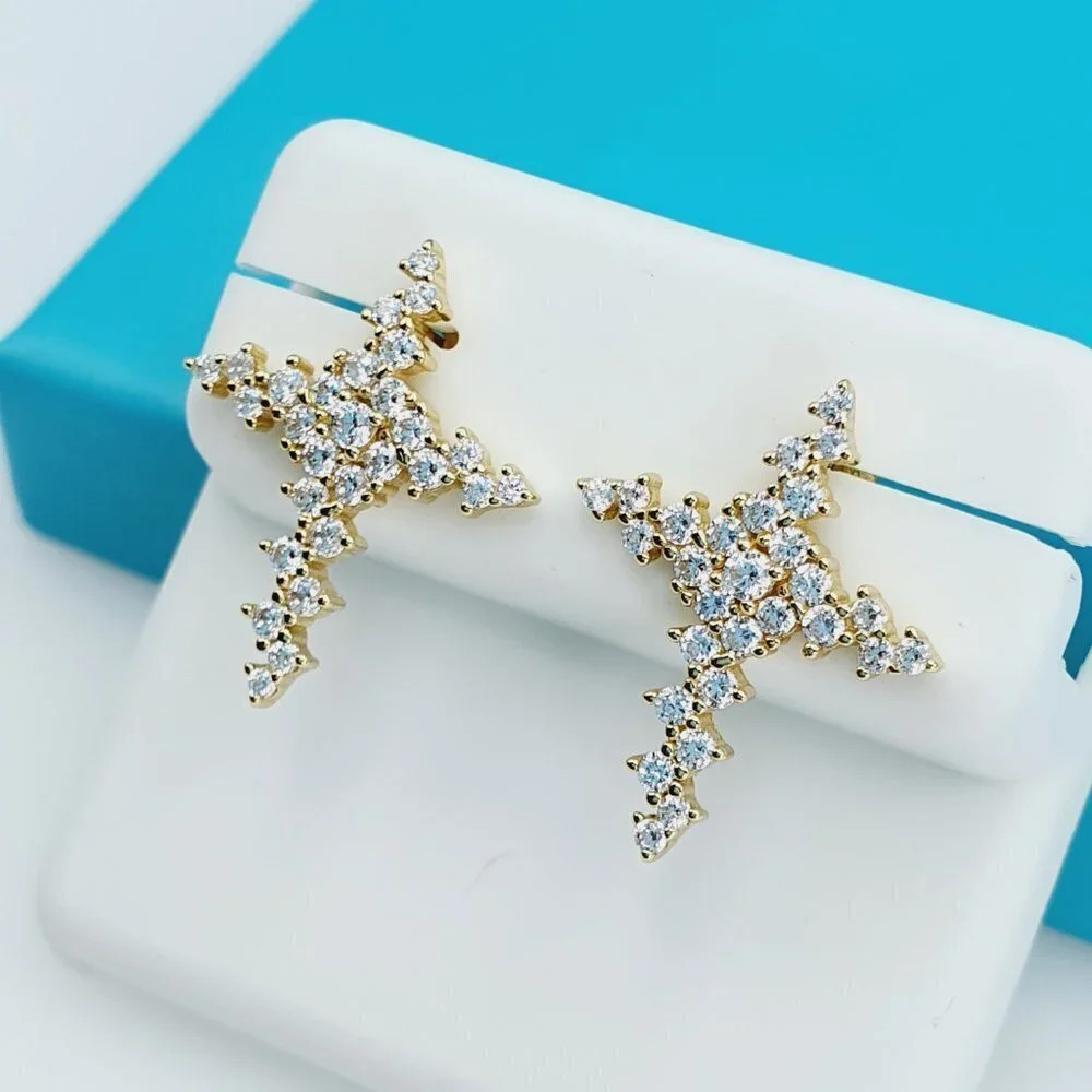 "14K Gold Plated 925 Sterling Silver CZ Beautiful Earrings for Women, 1U…